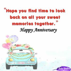 “Hope you find time to look back on all your sweet memories together.”….Happy Anniversary…”आशा है कि आपको अपनी सभी प्यारी यादों को एक साथ देखने का समय मिल जाएगा।” …. शादी की सालगिरह मुबारक