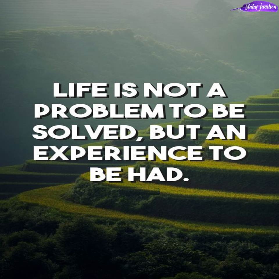Life is not a problem to be solved, But an experience to be Had.
